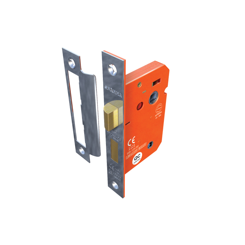 Sparka Satin Chrome Bathroom Lock and Hinge Door Pack - 64mm